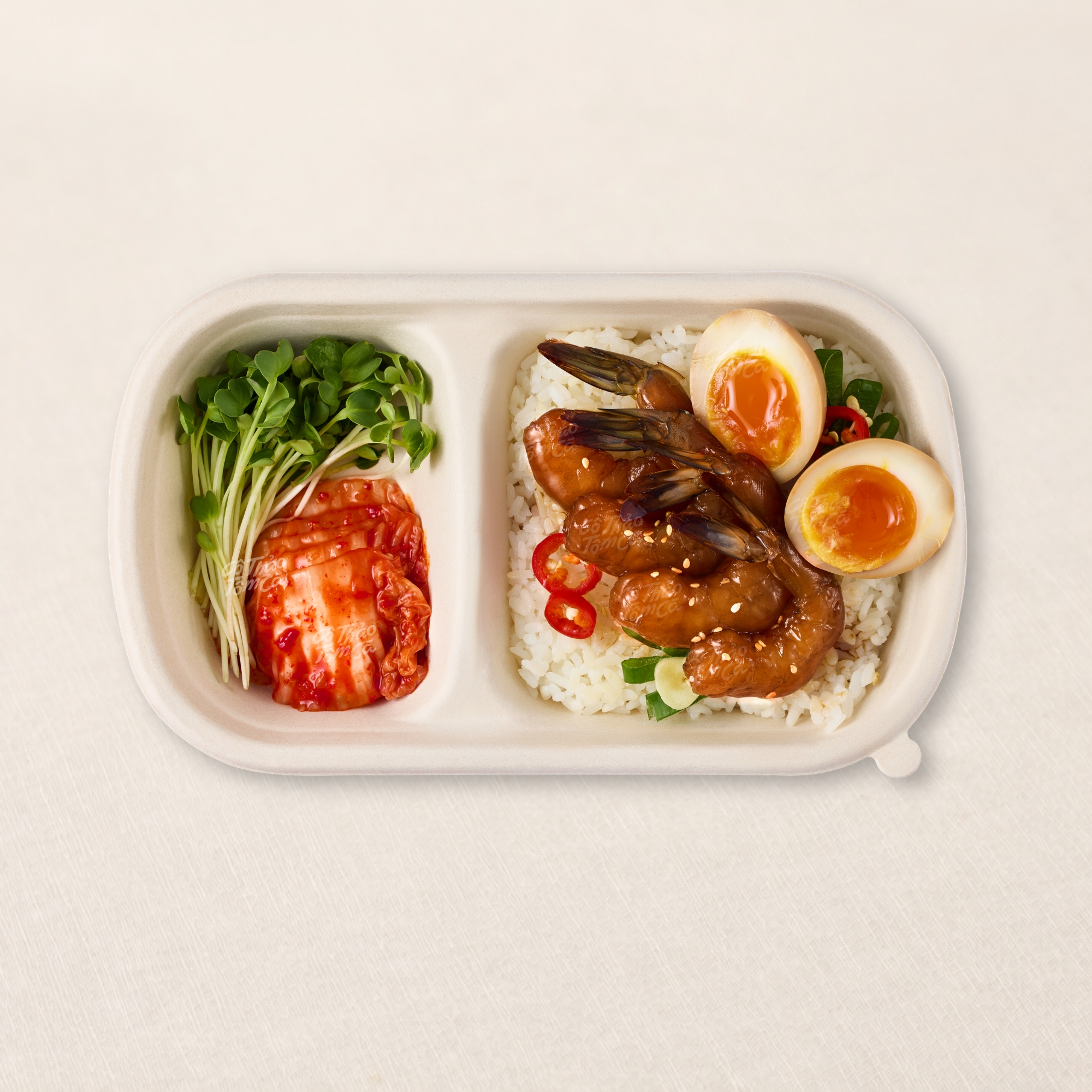 Set Cơm Tôm & Trứng Lòng Đào Ngâm Tương
